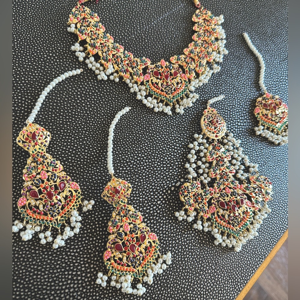 Hyderabadi Nauratan Bridal Mehndi Set Pakistani Indian Jewlery Colorful